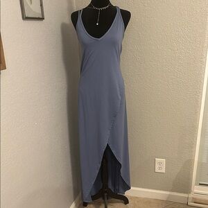 Blue Asymmetrical Slit Maxi Dress
